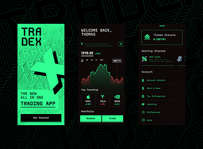 Tradex Retro Trading Platform app crypto design illustration interface investment investment app retro trading trading app ui user experience user interface web3