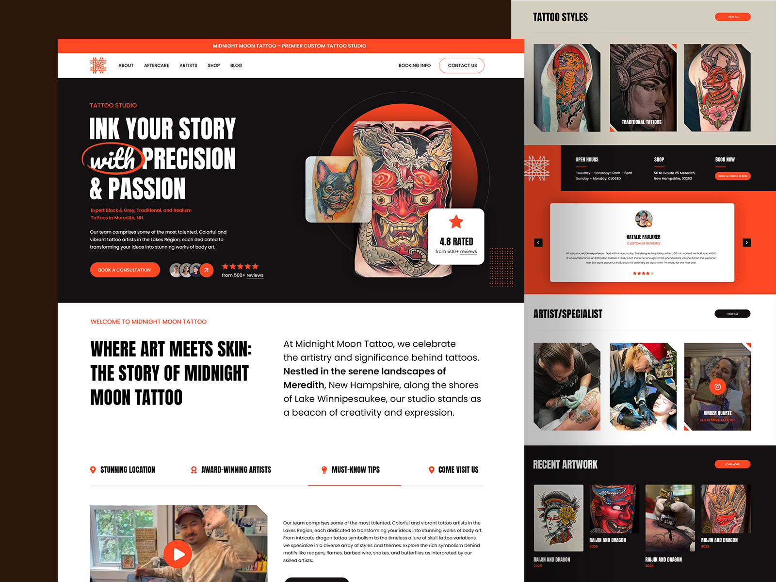 Tattoo Parlor Website UI – Custom, Clean, and Conversion-Focused body art design creative portfolio custom web design design graphic design high converting website landing page design layout mockup mockup design modern web design tattoo artists portfolio tattoo studio website tattoparlour ui ux web design web design for tatto studio website website development