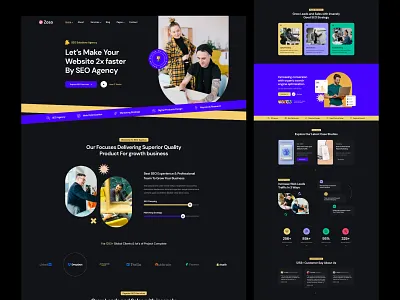 SEO Agency Web UI Template agency ai aiagency aistartup animations branding darkwhite illustration landingpages logo printing productdesign saas seo typhography ui ux video
