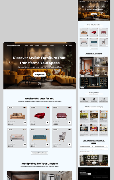 TwistFurniture - Minimal Furniture Landing Page furniture ecommerce website furniture landing page furniture website