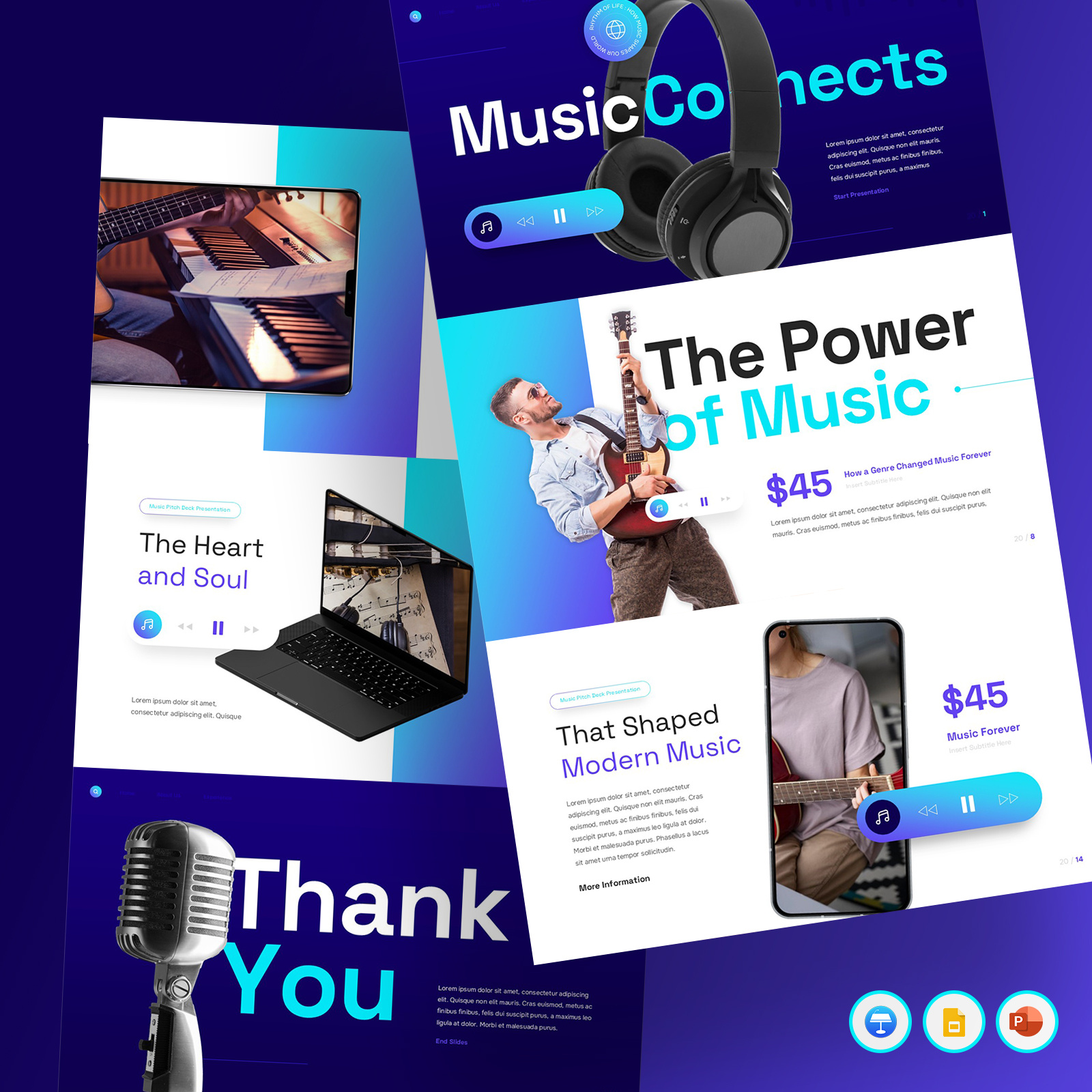 Music Pitch Deck Presentation branding business creative design google slides graphic design keynote mockup music pitch deck powerpoint presentation style template ui