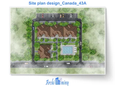Premium Residential Site Plan in Canada 2d rendering archiminy architecture portfoilo canadian residential site plan design illustration landscape photoshop rendering rendering