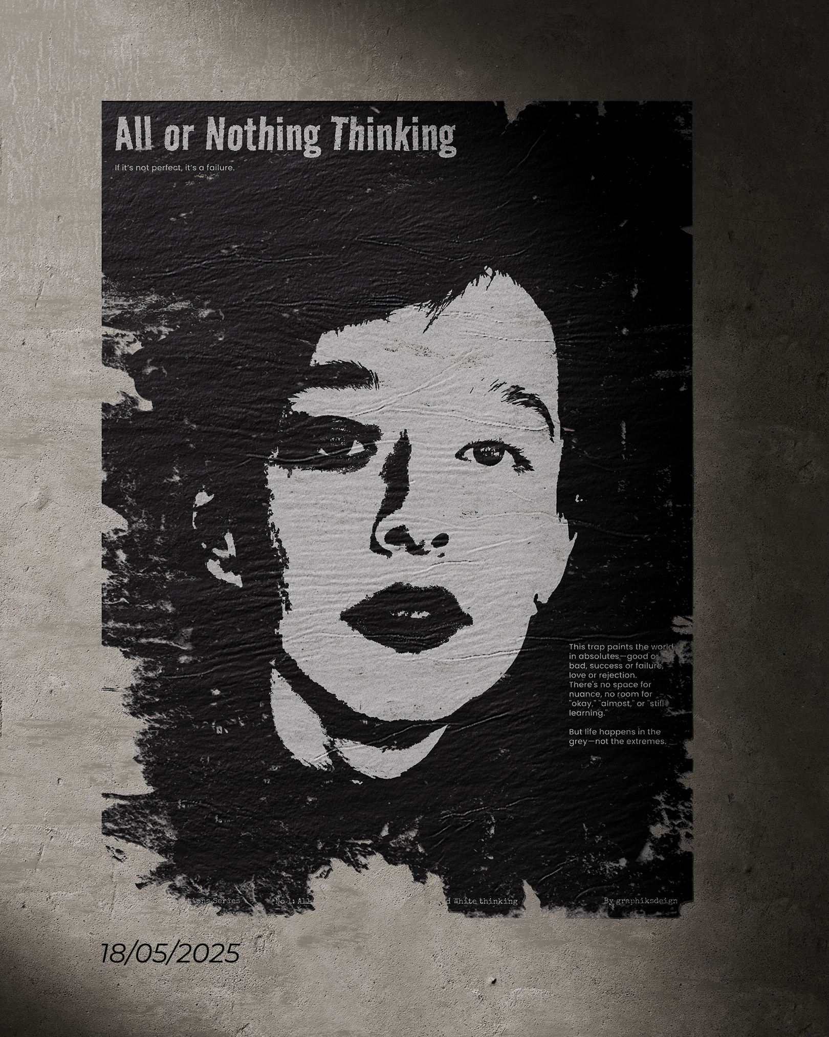 All or Nothing Thinking | Cognitive Distortions Series #1 cognitive distortions graphiks graphiksdeign indian designer minimal poster design psychology poster swiss style poster thinking traps typography poster us design visual storytelling