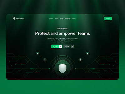 Modern SaaS website built for clarity and security clean design concept website creative direction cyber dashboard dark ui dark web ui data vault futuristic design green glow ui modern web design neon interface next gen product design saas concept secure platform secure system ui tech landing page ui exploration ui inspiration uiux design