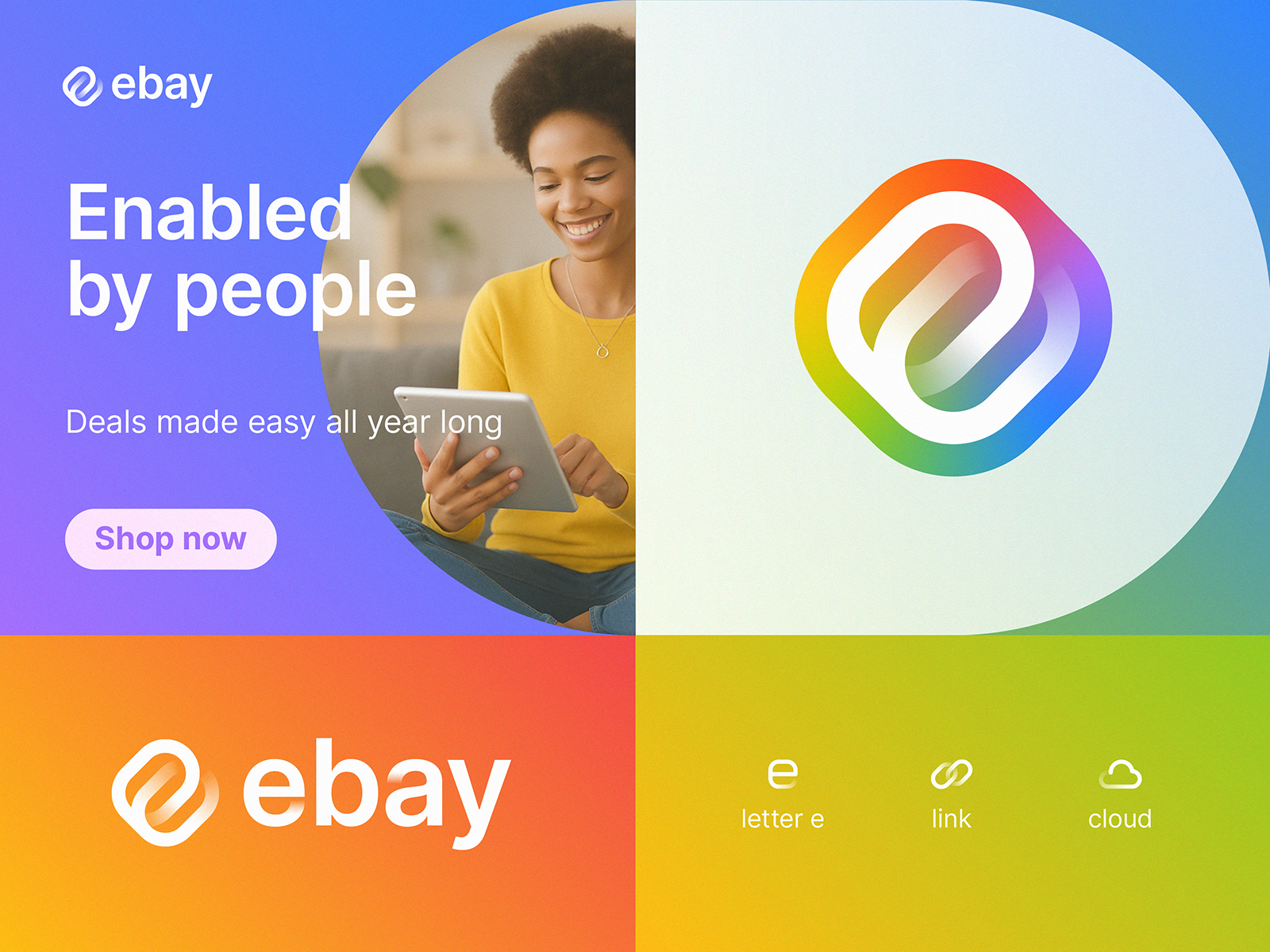 Ebay Rebranding Concept ai app blockchain branding ecommerce fintech gradient icon identity landing lepisov lettering logo marketplace page rebrand saas tech ui web3