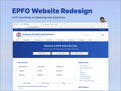 EPFO Website UX Redesign | Ajex Arnest Portfolio. accessible design ajexarnest case study epfo figma government portal login minimal design modern portal ui ux redesign