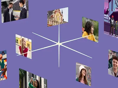 Connected Moments Around People community design connected world creative networking cultural diversity digital network emotional visuals expressive faces global people human connection interactive media lifestyle collage modern society multicultural layout photo collage photo composition social grid story snapshots vibrant frames visual storytelling