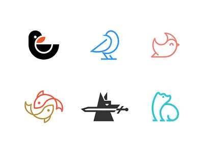 Playful Animal Logo Set 2.0 – Minimal & Character-Driven Icons abstract animal bear bird brand identity branding cute design fish graphic design icon logo design mascot minimalist modern nature pet playful visual identity wolf