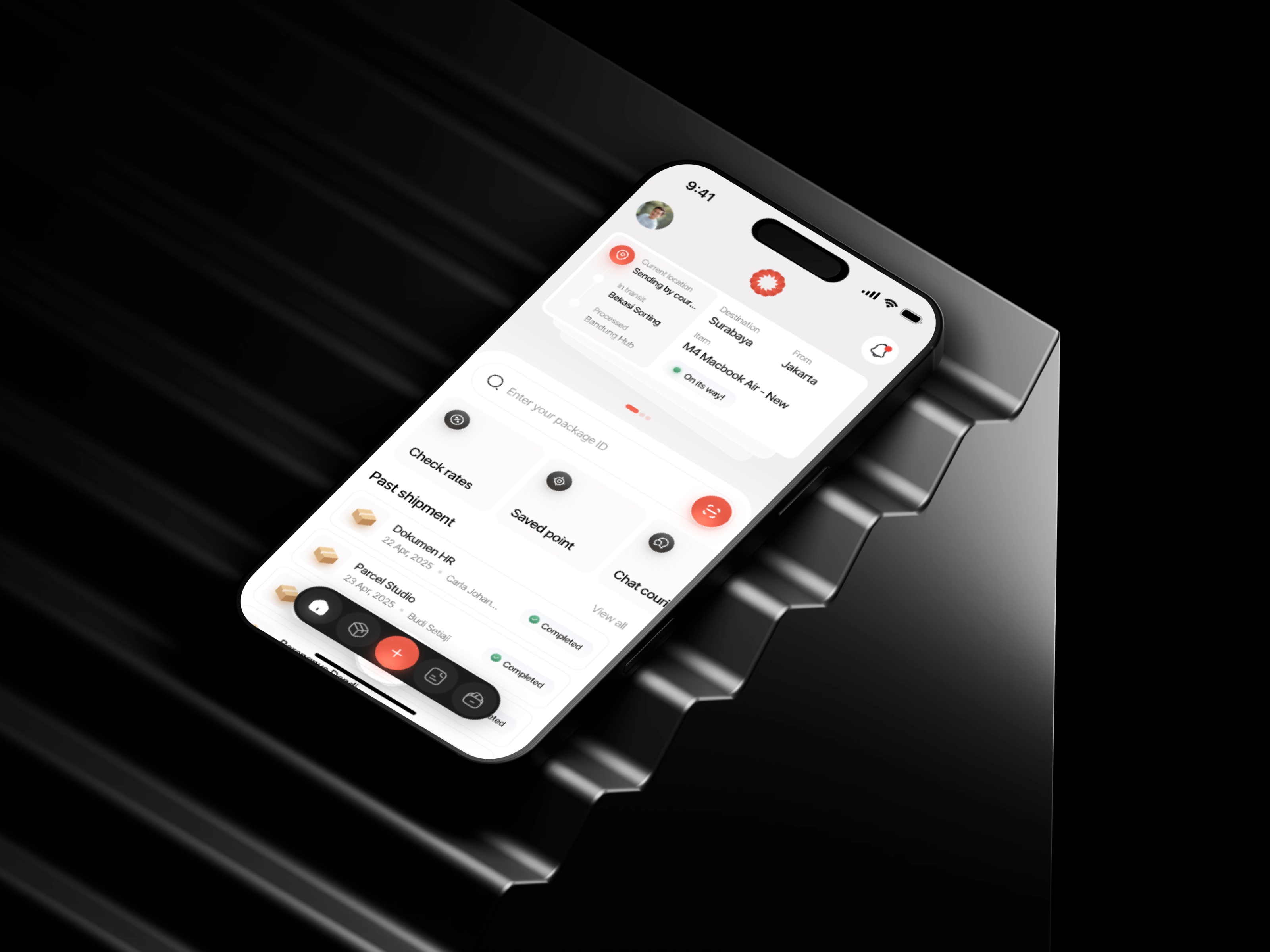 Hantar - Shipping Mobile App clean courier deliver delivery design detail page location map map point ordering package pin shipment shipping track location tracking ui uidesign ux