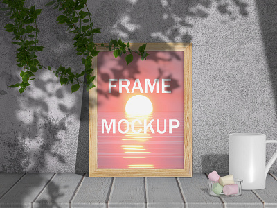 Frame Mockup design frame graphic design mockup photo table wall