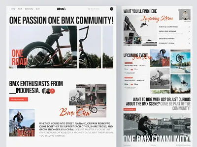 BMXC - Bike Community adventure bike blog branding community design elementor events framer landing magazine modern motorcycle page sport ui unique webflow website wordpress