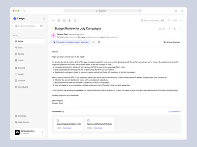 AI Email Dashboard - Inbox Page ai ai email ai email assistant ai powered artificial intelligence clean communication dashboard email client email management email organization inbox ui minimalist modern productivity tools smart tools uidesign uxdesign website