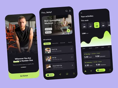 Fitness App Design android app design coach figma fitness app fitness coach fitness trainer app fitness ui gym health app ios minimal mobile mobile app mobile app design motivation online training training ui ux workout