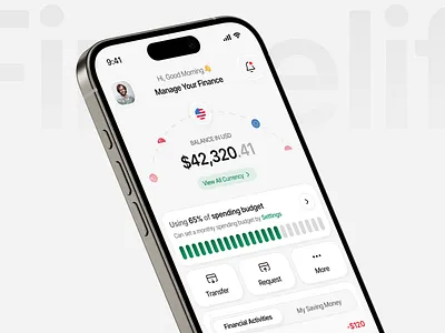 Finance App balance banking banking app clean credit card dashboard finance financial fintech fintech app graphs mobile mobile app money money transfer saas saas app saving transaction ui