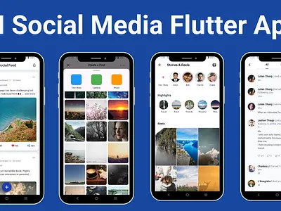 AI-Powered Social Media Flutter App Template | Instagram/TikTok flutter template flutter ui kit graphic design ui ui kit video upload