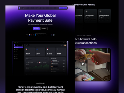 Floney - Payment Gateway Website UI KIT clean dark dashboard dark mode dark ui dashboard dashboard payment gateway design figma finance finance landing page financial gateway landing page online payment payment payment gateway payment method product design saas ui