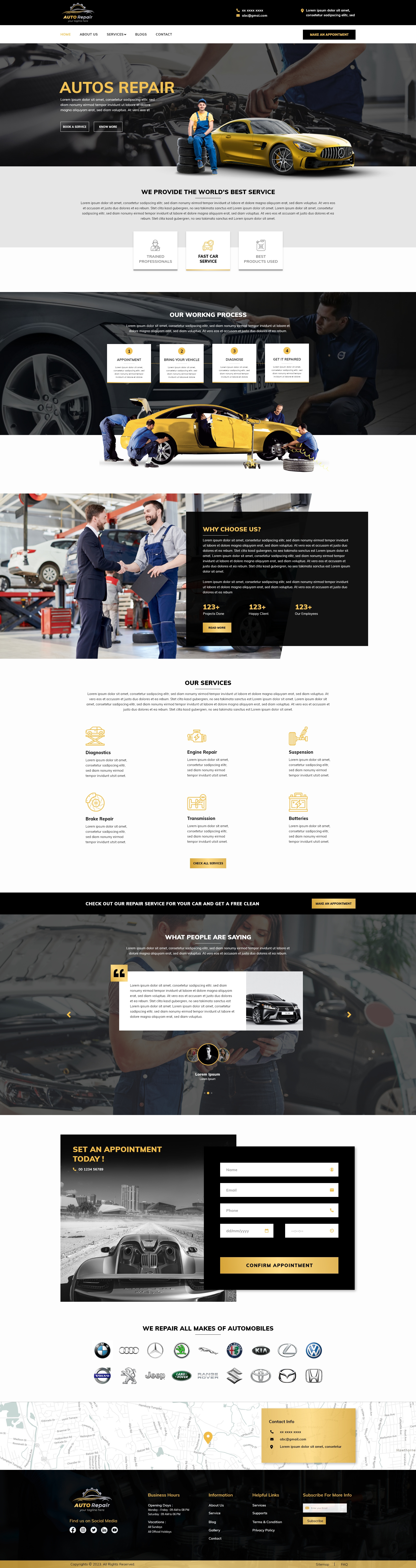 Auto Repair Car Website Design Temaplate | Car Website