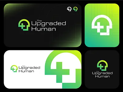 Upgraded Human Logo Design dark logo green logo head logo human logo logo design logodesign person logo tech logo