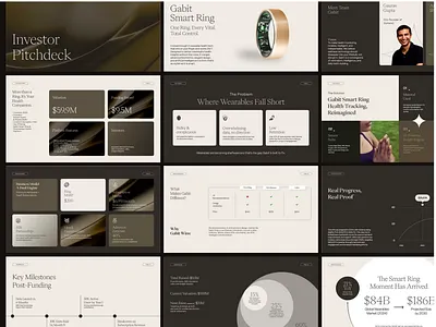 Gabit Pitch Deck animation app brand guidelines branding design fitness gabit healthcare illustration interaction investor deck jitter landing page logo logo design minimal pitch deck smart ring ui web