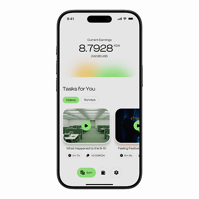Watch Video & Earn Money crypto app earn money finance app fintech interaction design ios app minimal mobile app ui ui design watch to earn watch video