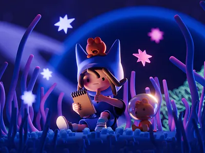 Stylized Character & Environment 3d animation blender branding character stylized ui