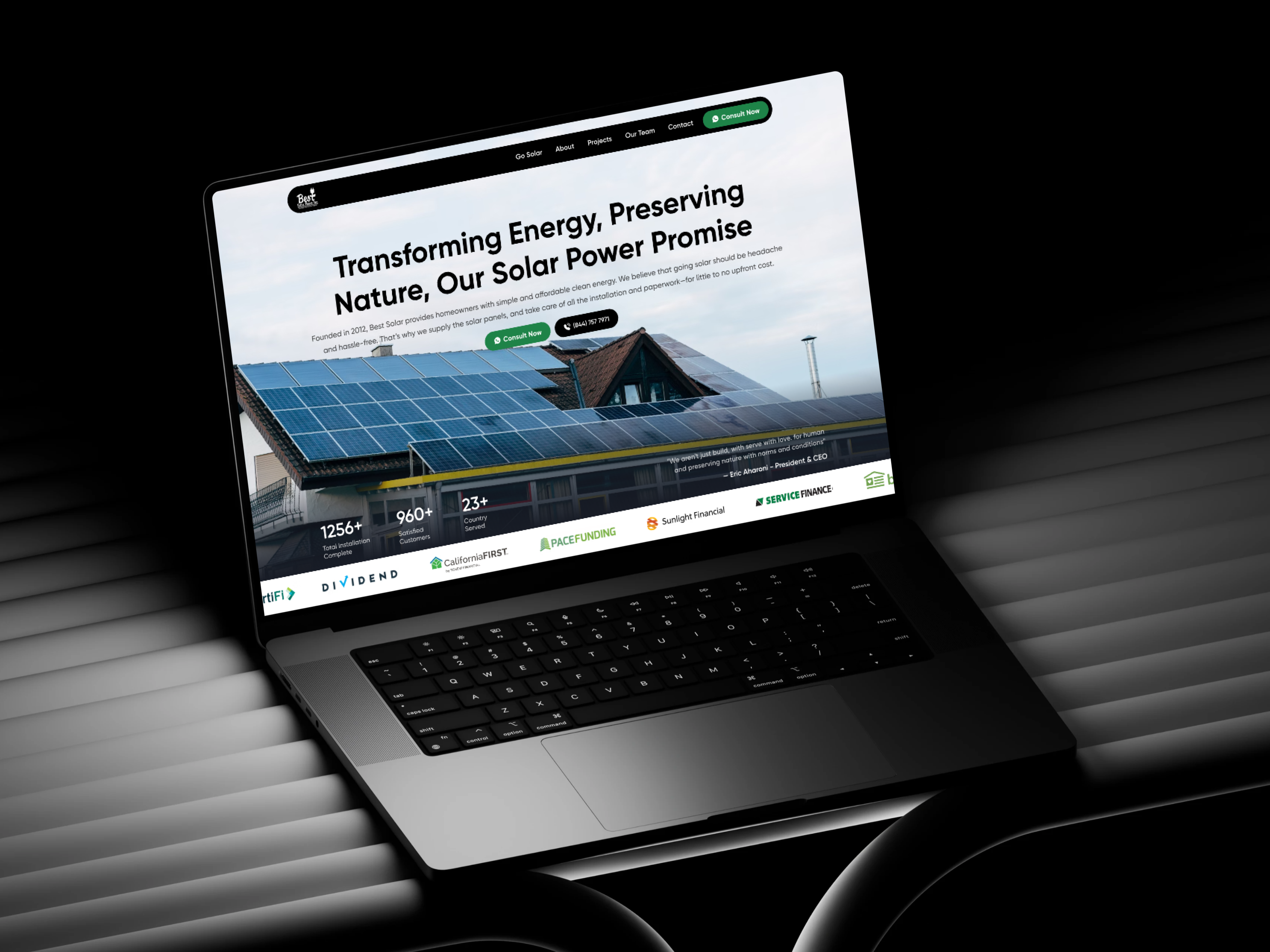 Solar Panel Company Landing Page Redesign eco power energy energy reproduction engineer green energy hero section landing page renewable energy solar solar energy solar panel solar power ui ui design web web ui