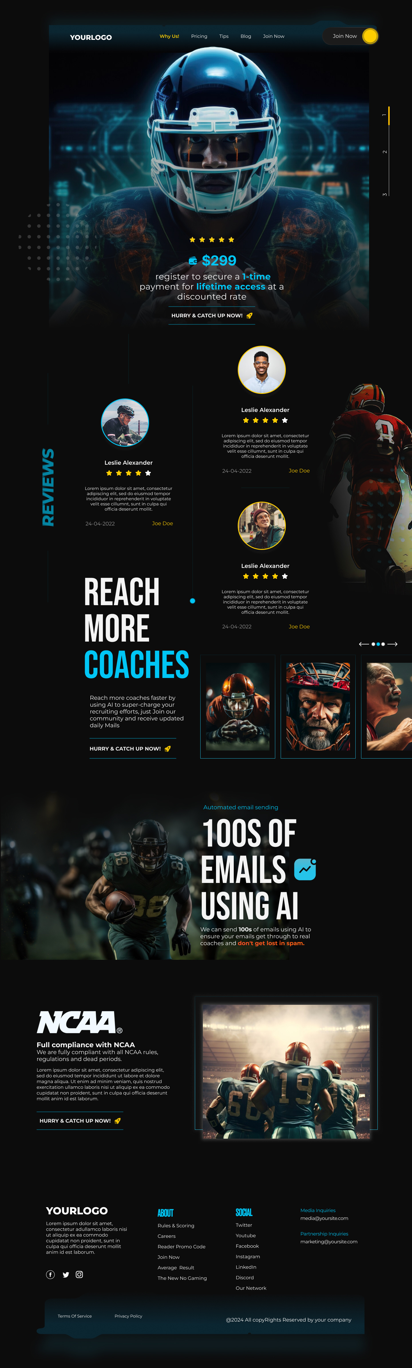 Sport Unique Black theme landing page ui wesbite
