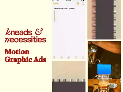 Motion Ads for Kneads and Necessities (Personal Project) ad animation branding graphic design motion graphics social media design