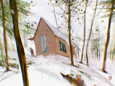 Cabin art background design concept art digital art illustration