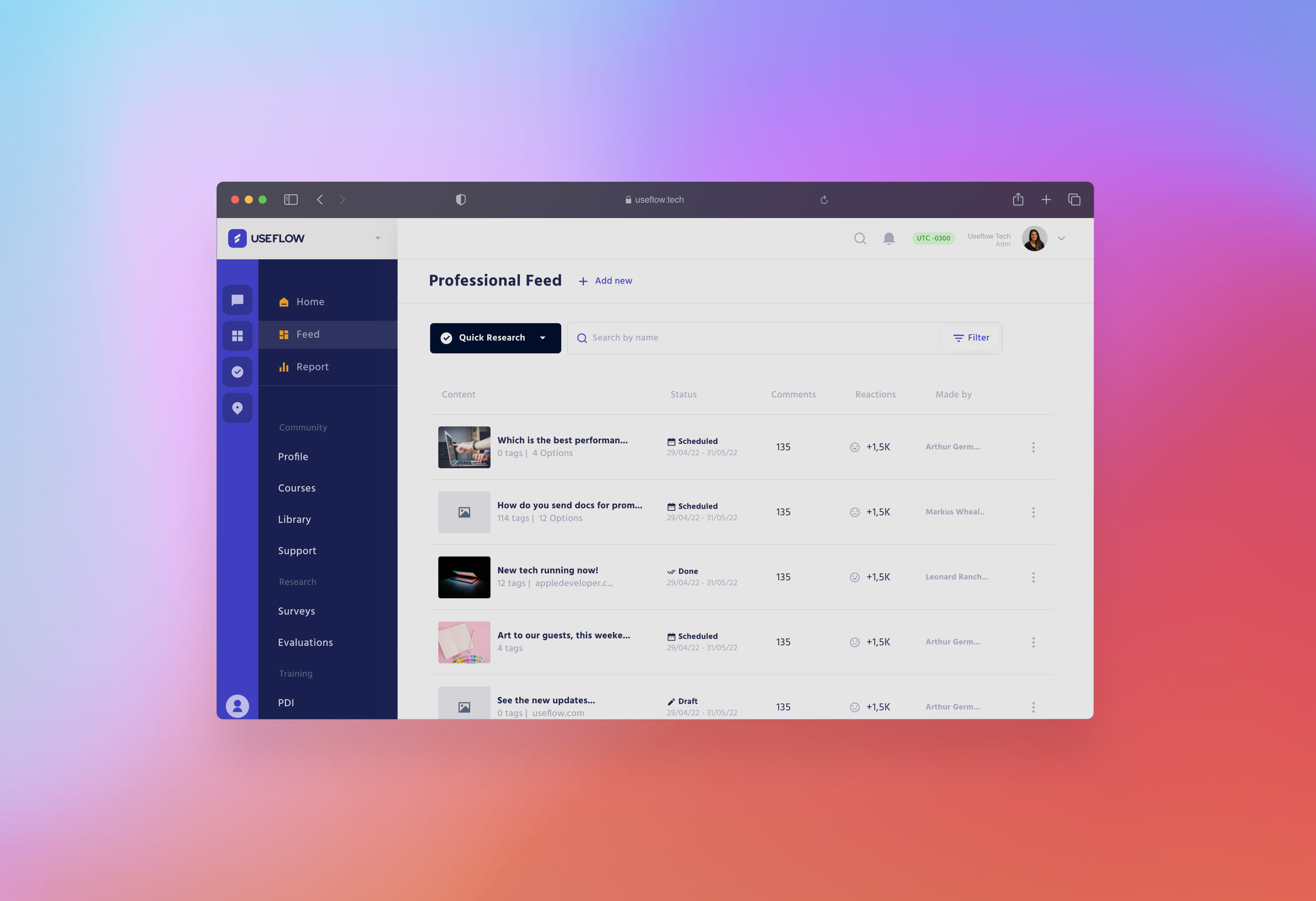 Example of Media List • Useflow Web App