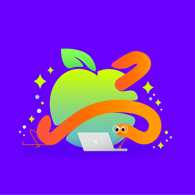 Tech worm character cute illustration illustrator laptop tech worm vector