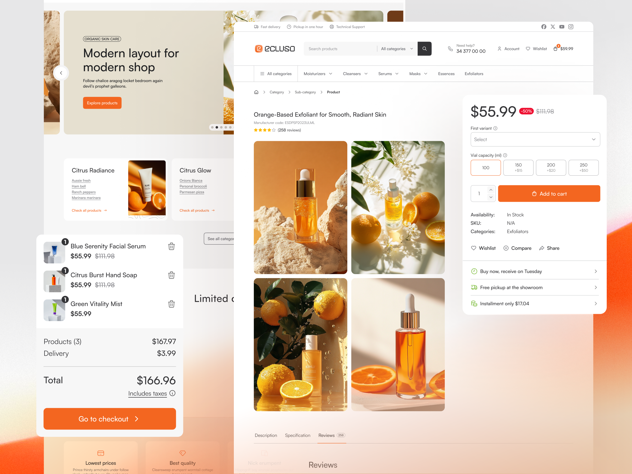ecluso UI card clean color components design designsystem digital e commerce ecommerce minimal shop simple styles template ui uikit ux variants web website