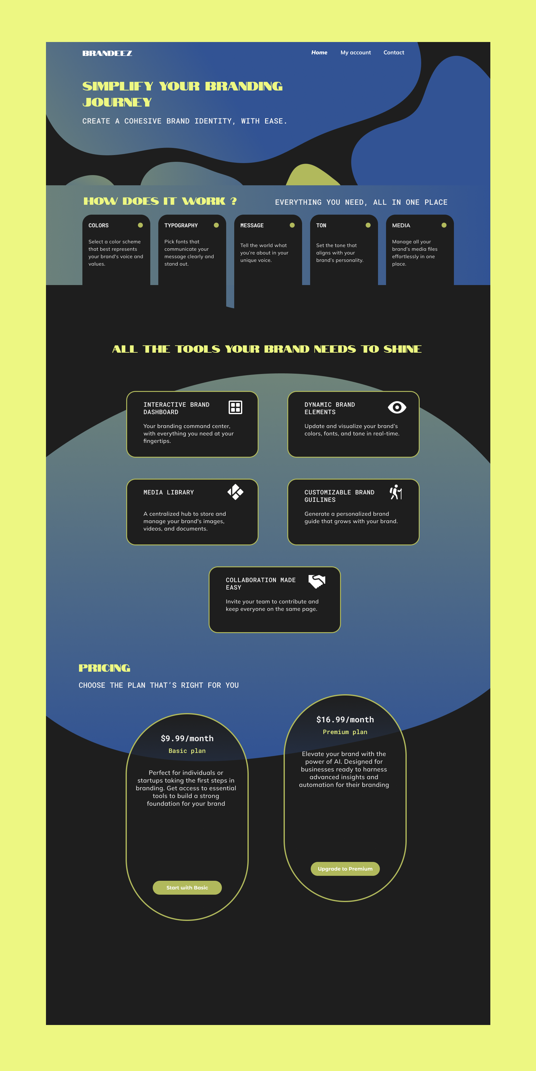 🌀 Brandeez – Your Brand’s Digital Home app branding darkmode experiment gradient modern modernui sass shapes ui ux webapp webdesign