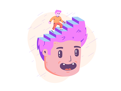 Brain bloom 5 ascension awakening character climb development head illustration personal stairs step thierry fousse wellbeing