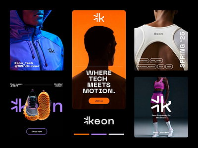Keon Modern Tech Sportwear Branding animation brand design brand guidelines branding case study ecommerce fashion logo logo design modern motion graphics sport sportwear tech typography visual identity