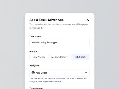 Add Task : AI Calendar App ai calendar google calendar modal sidebar task todo web app web component