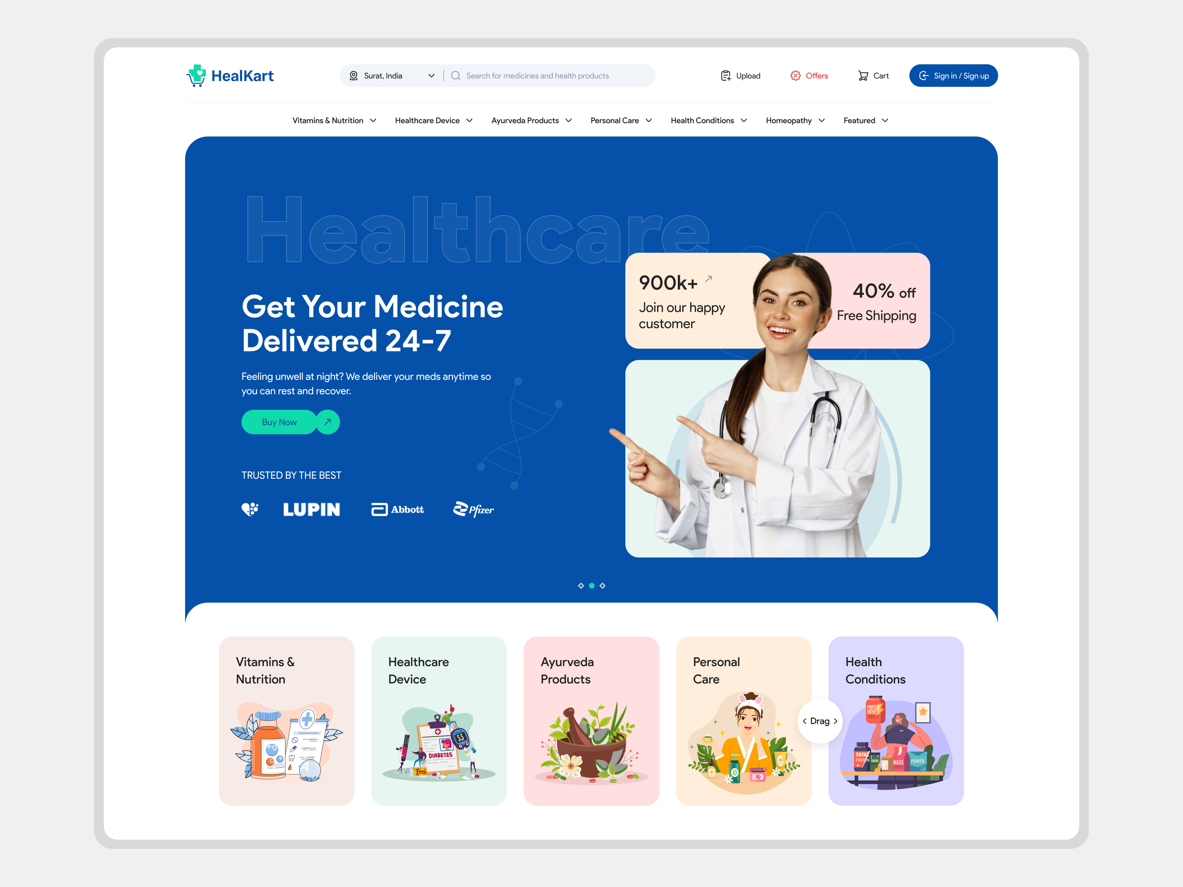 Example of Healthcare Website Landing Page