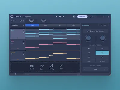 Landr - AI Composer Vst Plugin gui instrument musicproduction musicsoftware plugin uidesign vst vst instrument vstplugins
