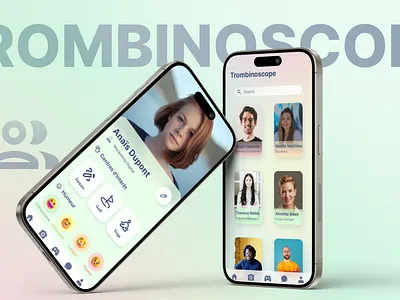 Trombinoscope Application - Employee directory, widgets, social app application branding company design employee game illustration logo mobile profile quiz trombinoscope ui widget widgets