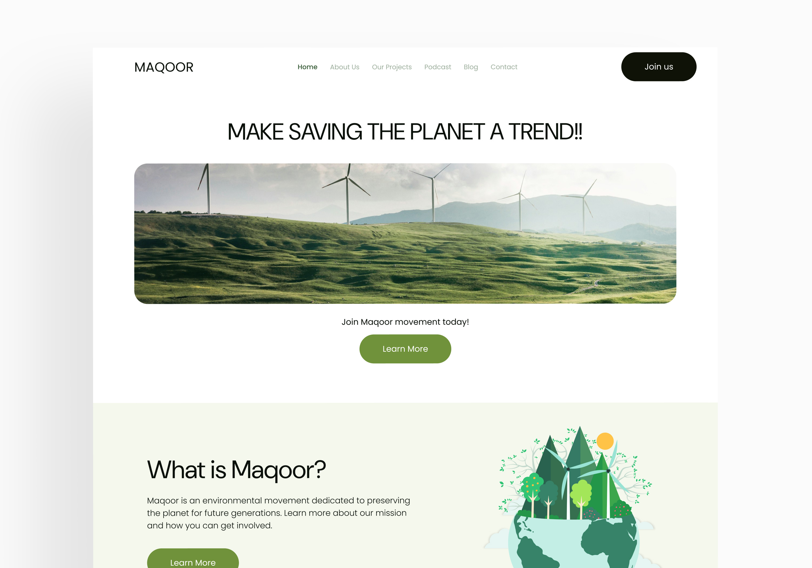 Environmental NGO website Design earth figma design landing page modern landing page nature ngo website ui design ui ux design