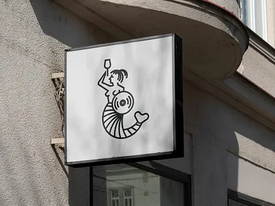 Warsaw Mermaid chill clubbing culinary glass icon illustration logo mermaid record sign vector warsaw wine