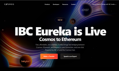Cosmos Network Landing page design fintech landing page design