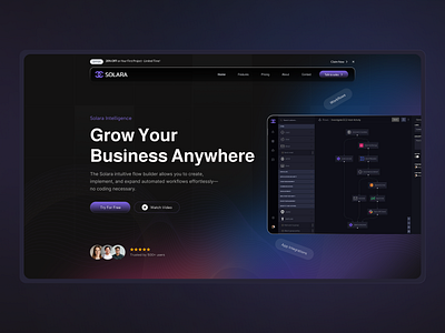 Solara - No-Code Workflow Automation Platform aiworkflows automationmadeeasy branding figmadesign nocodeplatform nocodetools uidesign uiux workflowautomation