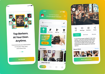 Salon App UI Design user interface