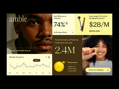 Healthcare - Telehealth Website bento data doctor healthcare healthcare website landing page landing page design medical product design product detail semaglutide stats telehealth telehealth website telemedicine typography web design website weight loss