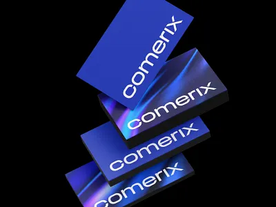 Comerix Business Card Design blue brand branding business card comerix floating gradient graphics lava gradient logo design madebyswish mockup print tech brand