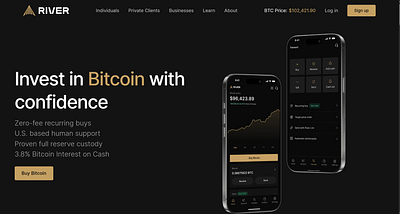 River.com Landing page Design fintech landing page design