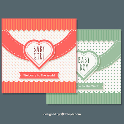 Baby shower cards with lines and dots