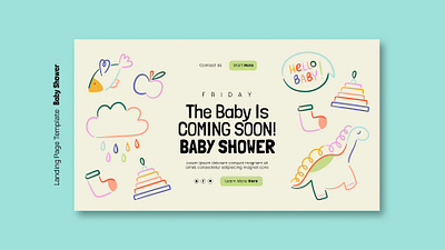 Flat design baby shower landing page template