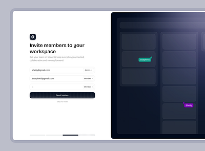 Invite Teammates design figma freelance illustration invite onboarding product design prototype saas ui uiux uiux design user experience user interface ux uxui web app web app design web application web design